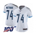 Women's Tennessee Titans #74 Bruce Matthews White Vapor Untouchable Limited Player 100th Season Football Jersey