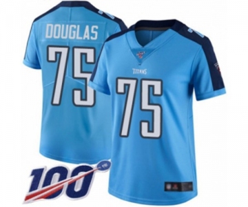 Women's Tennessee Titans #75 Jamil Douglas Limited Light Blue Rush Vapor Untouchable 100th Season Football Jersey