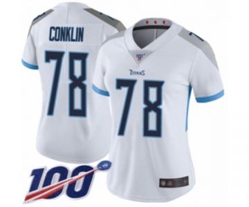 Women's Tennessee Titans #78 Jack Conklin White Vapor Untouchable Limited Player 100th Season Football Jersey