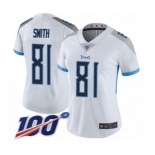 Women's Tennessee Titans #81 Jonnu Smith White Vapor Untouchable Limited Player 100th Season Football Jersey