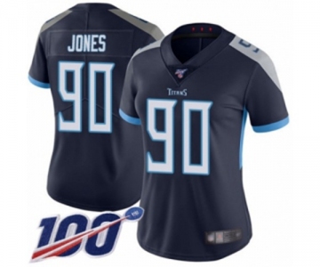 Women's Tennessee Titans #90 DaQuan Jones Navy Blue Team Color Vapor Untouchable Limited Player 100th Season Football Jersey