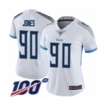 Women's Tennessee Titans #90 DaQuan Jones White Vapor Untouchable Limited Player 100th Season Football Jersey