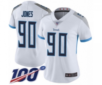 Women's Tennessee Titans #90 DaQuan Jones White Vapor Untouchable Limited Player 100th Season Football Jersey