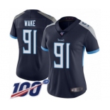 Women's Tennessee Titans #91 Cameron Wake Navy Blue Team Color Vapor Untouchable Limited Player 100th Season Football Jersey