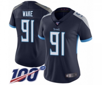 Women's Tennessee Titans #91 Cameron Wake Navy Blue Team Color Vapor Untouchable Limited Player 100th Season Football Jersey