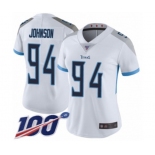 Women's Tennessee Titans #94 Austin Johnson White Vapor Untouchable Limited Player 100th Season Football Jersey