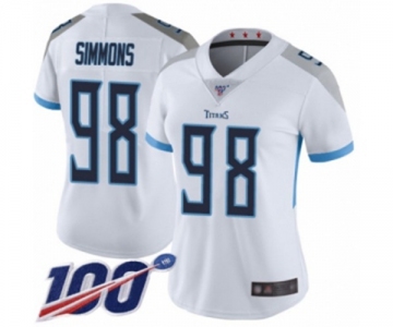 Women's Tennessee Titans #98 Jeffery Simmons White Vapor Untouchable Limited Player 100th Season Football Jersey