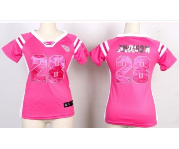 nike women jerseys tennessee titans #28 chris johnson pink[fashion Rhinestone sequins]