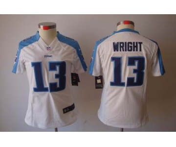 nike women nfl jerseys tennessee titans #13 wright white[nike limited]