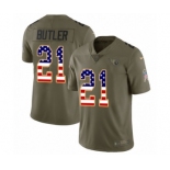 Youth Nike Tennessee Titans #21 Malcolm Butler Limited Olive USA Flag 2017 Salute to Service NFL Jersey