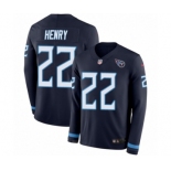 Youth Nike Tennessee Titans #22 Derrick Henry Limited Navy Blue Therma Long Sleeve NFL Jersey