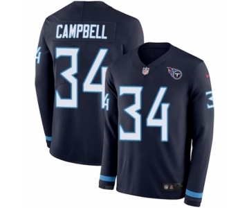 Youth Nike Tennessee Titans #34 Earl Campbell Limited Navy Blue Therma Long Sleeve NFL Jersey