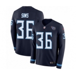 Youth Nike Tennessee Titans #36 LeShaun Sims Limited Navy Blue Therma Long Sleeve NFL Jersey