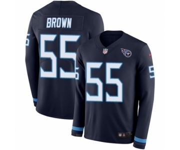 Youth Nike Tennessee Titans #55 Jayon Brown Limited Navy Blue Therma Long Sleeve NFL Jersey