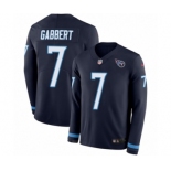 Youth Nike Tennessee Titans #7 Blaine Gabbert Limited Navy Blue Therma Long Sleeve NFL Jersey