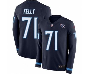 Youth Nike Tennessee Titans #71 Dennis Kelly Limited Navy Blue Therma Long Sleeve NFL Jersey