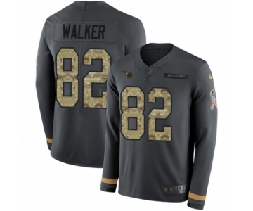 Youth Nike Tennessee Titans #82 Delanie Walker Limited Black Salute to Service Therma Long Sleeve NFL Jersey