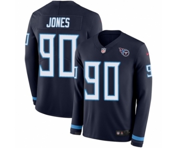 Youth Nike Tennessee Titans #90 DaQuan Jones Limited Navy Blue Therma Long Sleeve NFL Jersey