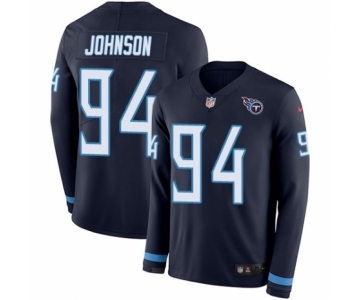 Youth Nike Tennessee Titans #94 Austin Johnson Limited Navy Blue Therma Long Sleeve NFL Jersey