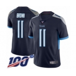 Youth Tennessee Titans #11 A.J. Brown Navy Blue Team Color Vapor Untouchable Limited Player 100th Season Football Jersey