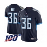 Youth Tennessee Titans #36 LeShaun Sims Navy Blue Team Color Vapor Untouchable Limited Player 100th Season Football Jersey