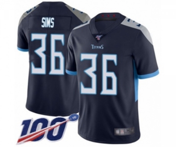 Youth Tennessee Titans #36 LeShaun Sims Navy Blue Team Color Vapor Untouchable Limited Player 100th Season Football Jersey