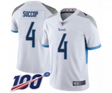 Youth Tennessee Titans #4 Ryan Succop White Vapor Untouchable Limited Player 100th Season Football Jersey