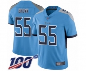 Youth Tennessee Titans #55 Jayon Brown Light Blue Alternate Vapor Untouchable Limited Player 100th Season Football Jersey