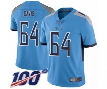 Youth Tennessee Titans #64 Nate Davis Light Blue Alternate Vapor Untouchable Limited Player 100th Season Football Jersey