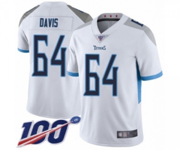 Youth Tennessee Titans #64 Nate Davis White Vapor Untouchable Limited Player 100th Season Football Jersey