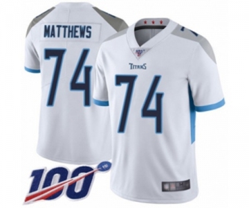 Youth Tennessee Titans #74 Bruce Matthews White Vapor Untouchable Limited Player 100th Season Football Jersey