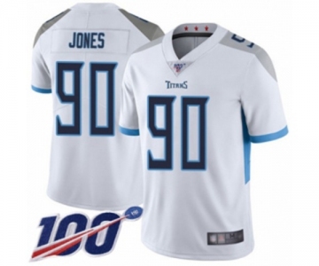 Youth Tennessee Titans #90 DaQuan Jones White Vapor Untouchable Limited Player 100th Season Football Jersey