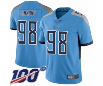 Youth Tennessee Titans #98 Jeffery Simmons Light Blue Alternate Vapor Untouchable Limited Player 100th Season Football Jersey