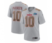 Men's Kansas City Chiefs #10 Isiah Pacheco Gray Super Bowl LVII Patch Atmosphere Fashion Stitched Game Jersey