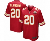 Men's Kansas City Chiefs #20 Morris Claiborne Game Red Team Color Football Jersey