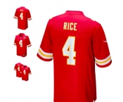 Men's Kansas City Chiefs #4 Rice Game Red Team Color Football Jersey