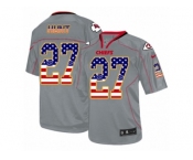 Men Nike Kansas City Chiefs #27 Kareem Hunt Elite Grey USA Flag Fashion NFL Jersey