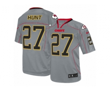 Men Nike Kansas City Chiefs #27 Kareem Hunt Elite Lights Out Grey NFL Jersey