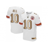 Nike Kansas City Chiefs #10 Tyreek Hill White Men's Stitched NFL Elite Gold Jersey