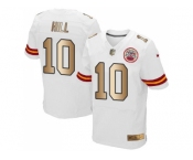 Nike Kansas City Chiefs #10 Tyreek Hill White Men's Stitched NFL Elite Gold Jersey