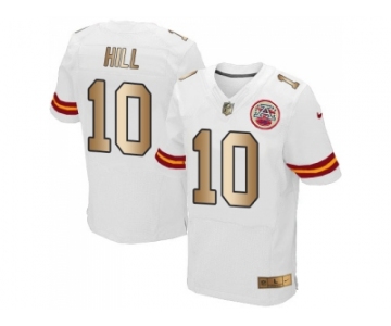 Nike Kansas City Chiefs #10 Tyreek Hill White Men's Stitched NFL Elite Gold Jersey