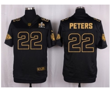 Nike Kansas City Chiefs #22 Marcus Peters Black Pro Line Gold Collection Jersey[Elite]