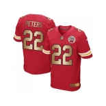 Nike Kansas City Chiefs #22 Marcus Peters Red Team Color Men's Stitched NFL Elite Gold Jersey