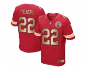 Nike Kansas City Chiefs #22 Marcus Peters Red Team Color Men's Stitched NFL Elite Gold Jersey