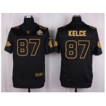 Nike Kansas City Chiefs #87 Travis Kelce Black Pro Line Gold Collection Jersey[Elite]