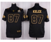 Nike Kansas City Chiefs #87 Travis Kelce Black Pro Line Gold Collection Jersey[Elite]