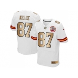 Nike Kansas City Chiefs #87 Travis Kelce White Men's Stitched NFL Elite Gold Jersey