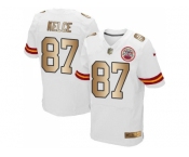 Nike Kansas City Chiefs #87 Travis Kelce White Men's Stitched NFL Elite Gold Jersey