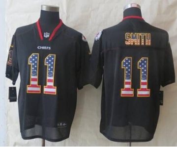 nike nfl jerseys kansas city chiefs #11 smith black[Elite USA flag fashion]