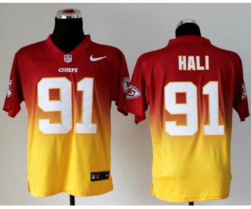 nike nfl jerseys kansas city chiefs #91 hali red-yellow[Elite drift fashion][second version]